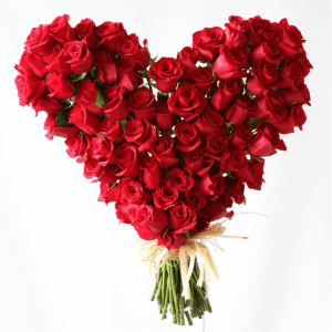 large heart bouquet made out of red roses