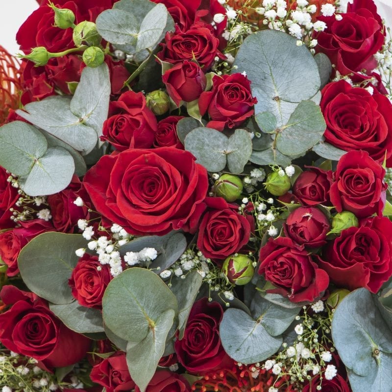 close up of red bouquet