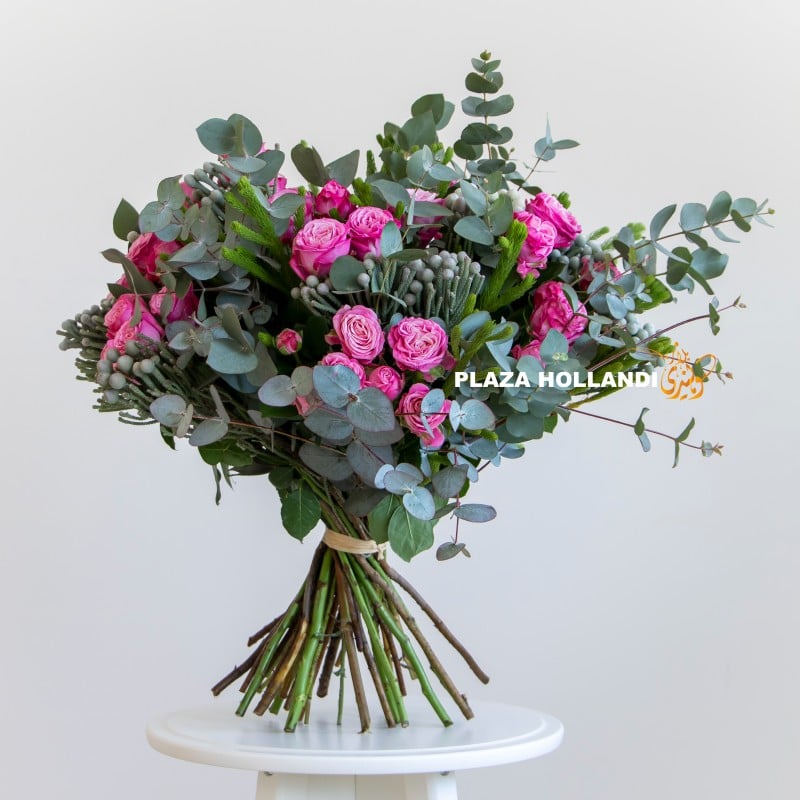 Full view of pink spray bouquet