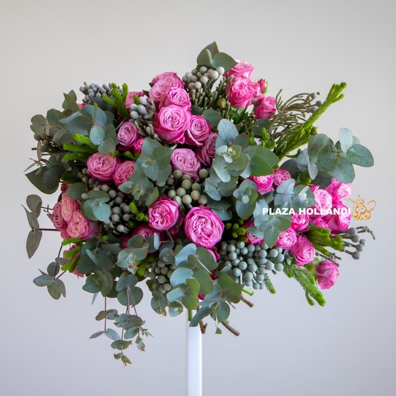 Pink spray rose bouquet with greenery