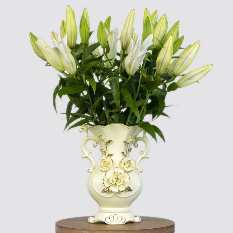 lilys in a ceramic vase