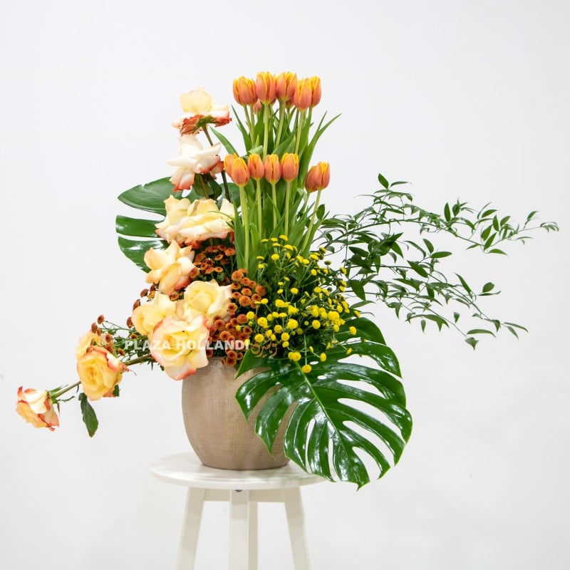 Orange and yellow flower arrangement