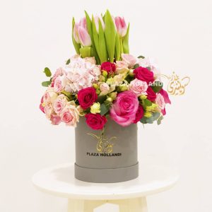 Plaza Hollandi Hat box with pink and red flowers