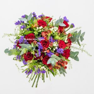 red, purple and orange flower bouquet