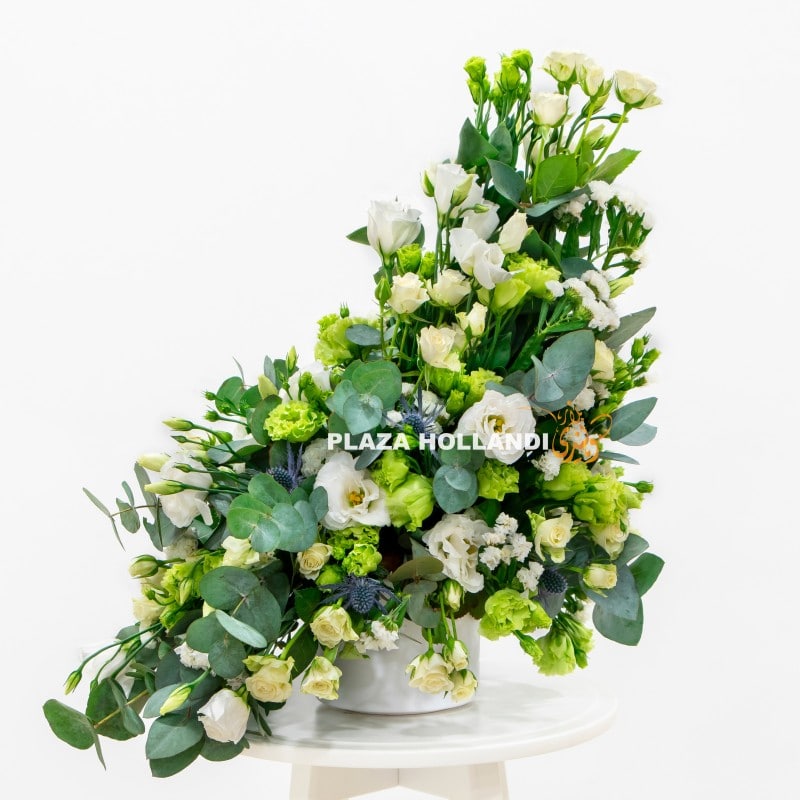 Green and white flower arrangement