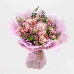 Breast cancer awareness pink flower bouquet