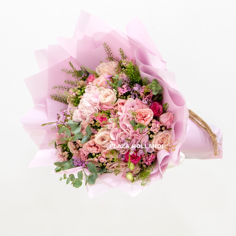 pink flower bouquet for breast cancer awareness month