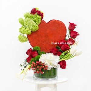 Red heart in a glass vase