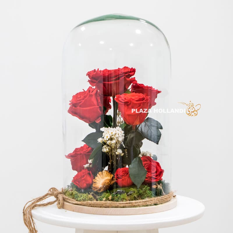 Red preserved rose arrangement