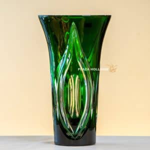 green crystal vase