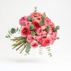 Coral Coloured Roses Bouquet