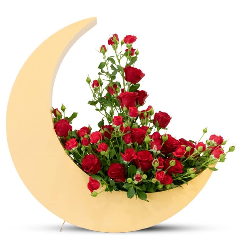 Red Spray Rose Crescent Moon
