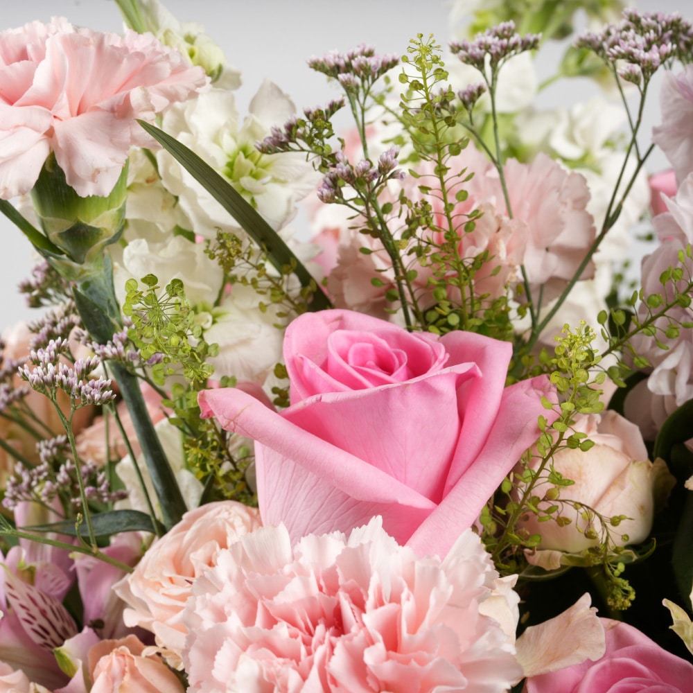 1.2 Green Bell with Pink Roses Bliss Arrangement