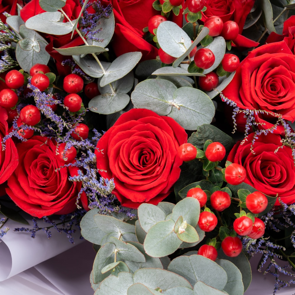 4.4 Graduation Eucalyptus Elegance with Red Roses
