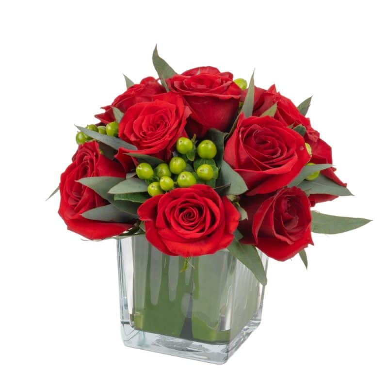 Red Rose in a Glass Arrangement