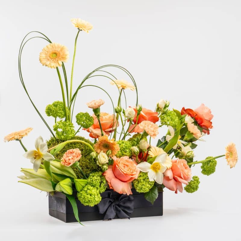 Mossy Garden Beauty with Lilies and Tulips