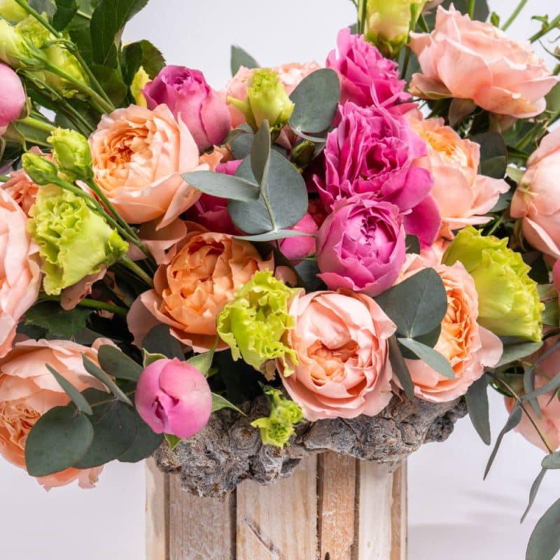 Peach Rose Elegance in Wood Box