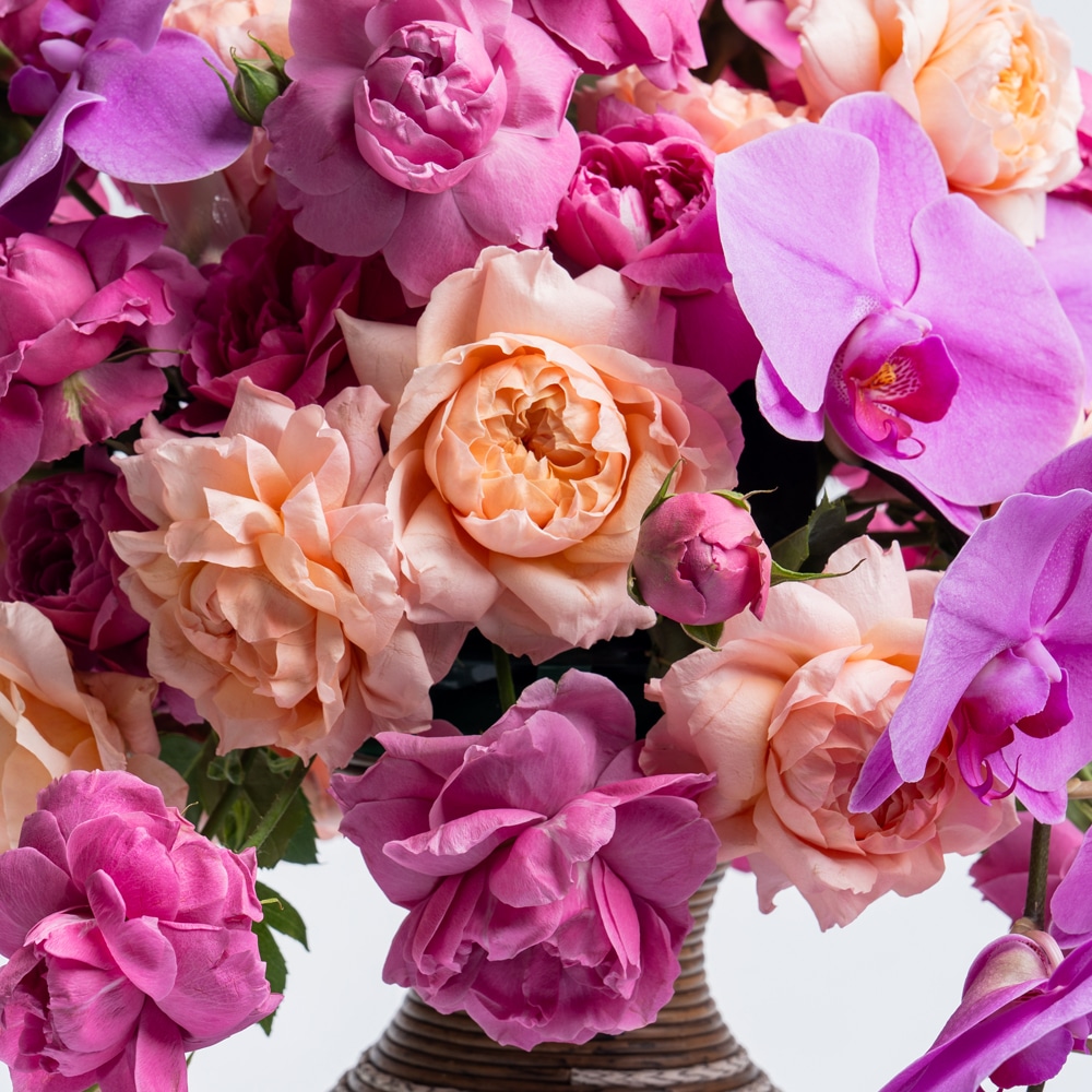 Au 01A.jpf Orchid & Baby Rose in a Pot