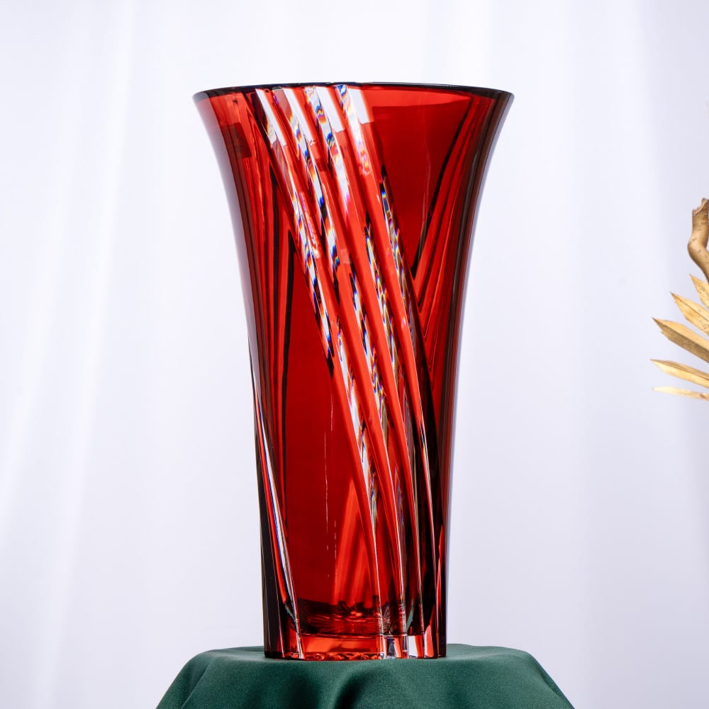 6.2 Red Cristallerie de Montbronn Crystal Vase