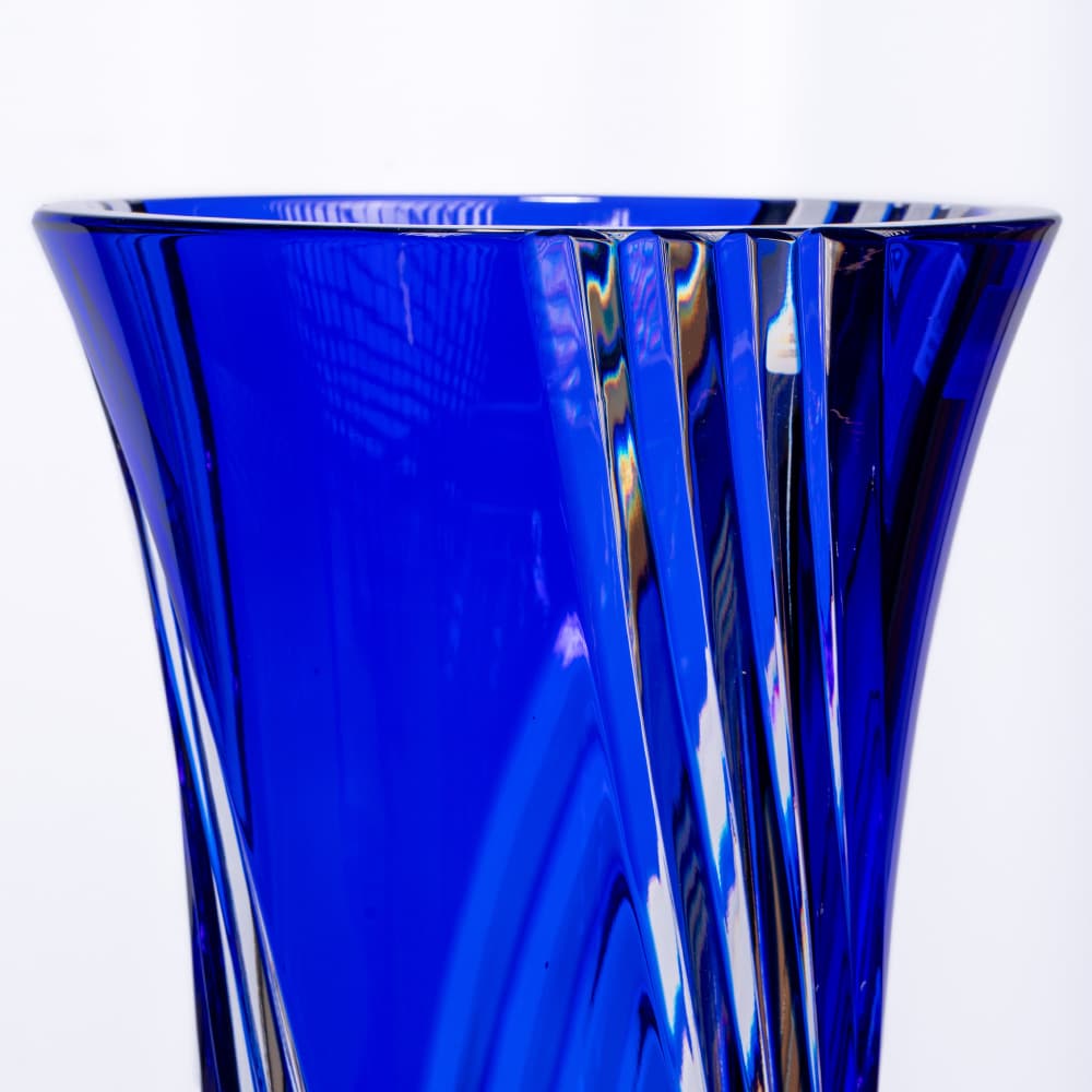9.3 Blue Cristallerie de Montbronn Crystal Vase