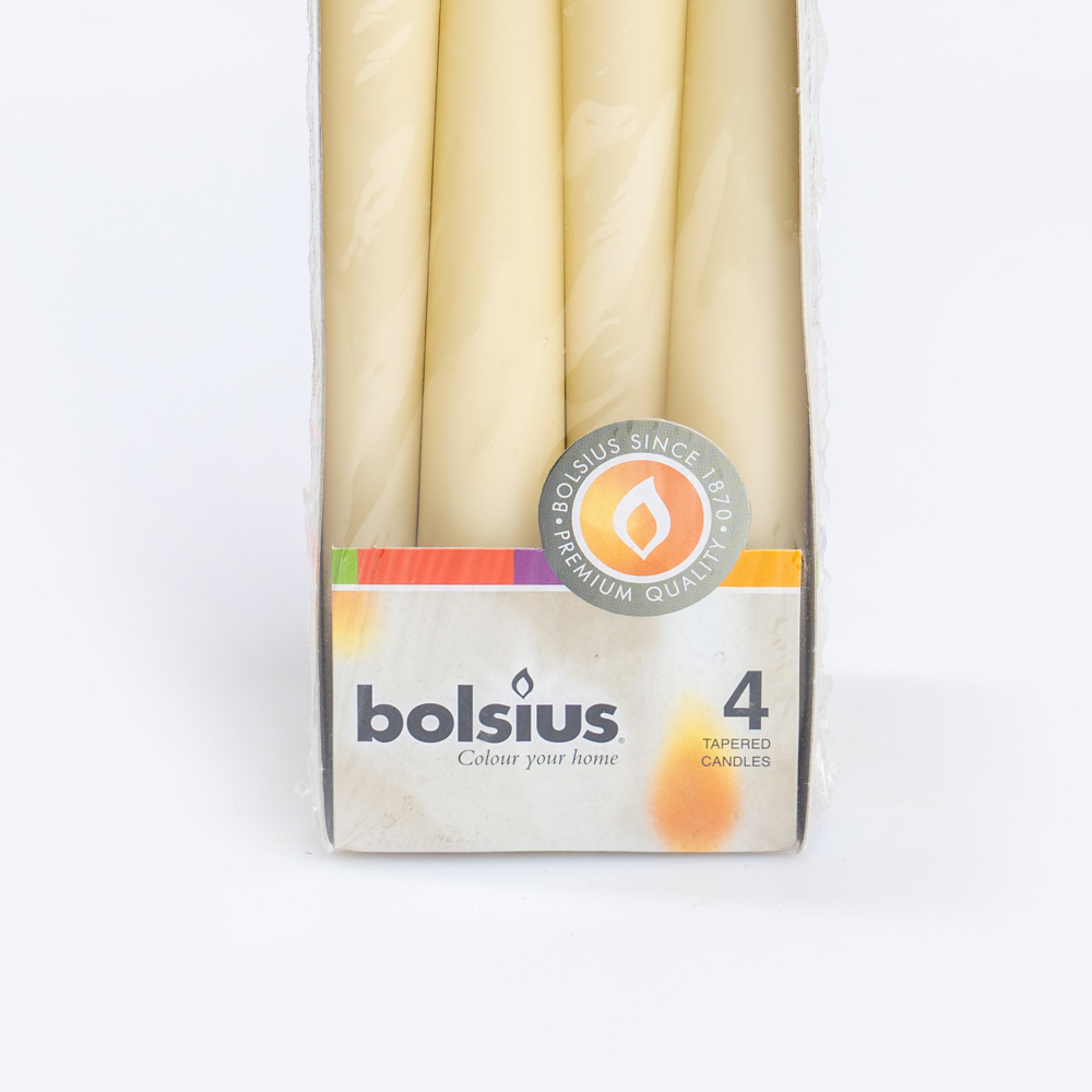 DSC00035-2 Bolsius Box of 4 Tapered Ivory Candles 245/24mm