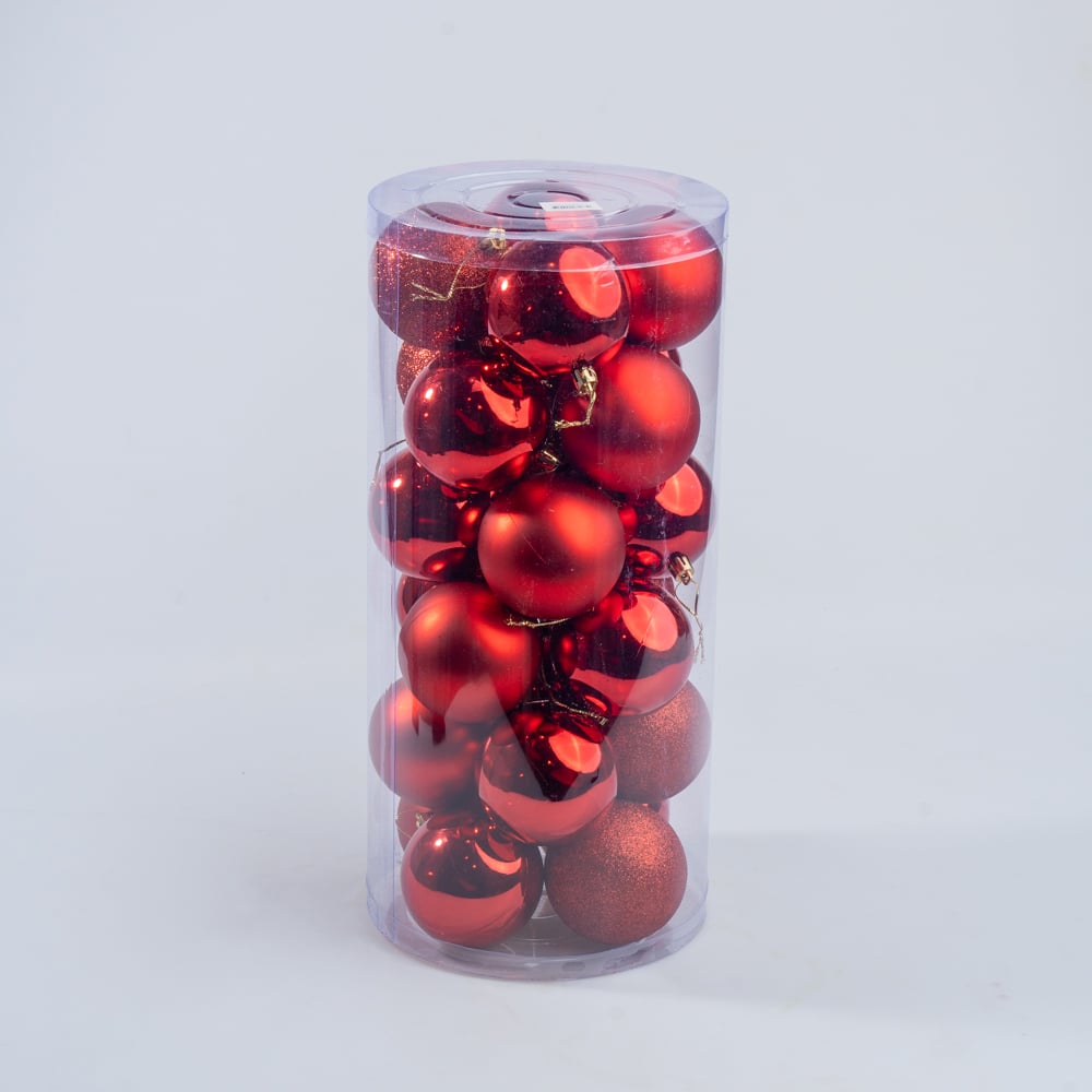DSC00627 Luxury Red Christmas Decoration Hanging Balls Mix - 24 pcs