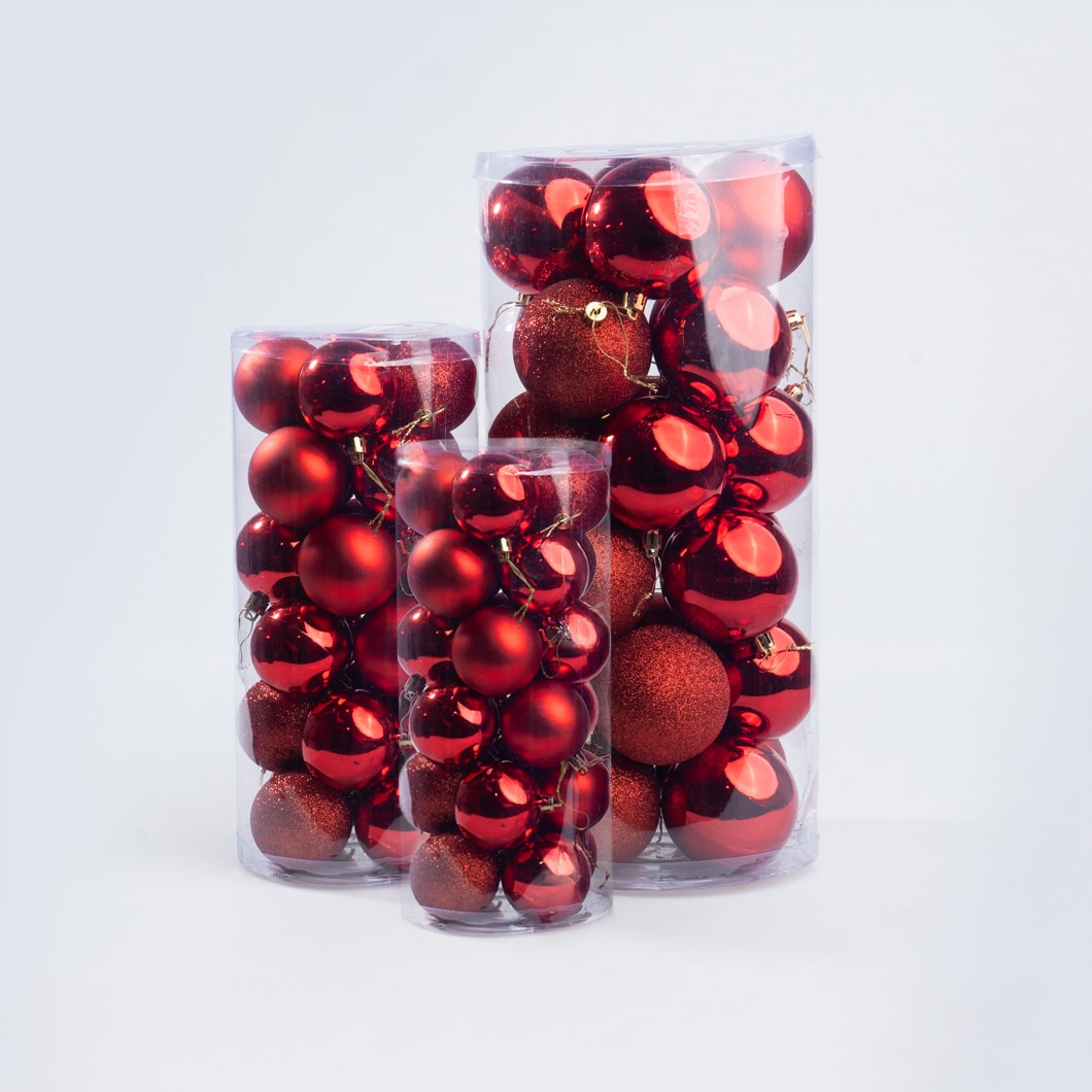 DSC0066722 Luxury Red Christmas Decoration Hanging Balls Mix - 24 pcs