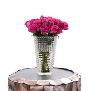Mother's Day 1 Fuchsia Spray Roses in Glass Vase - 22 cm (Height )