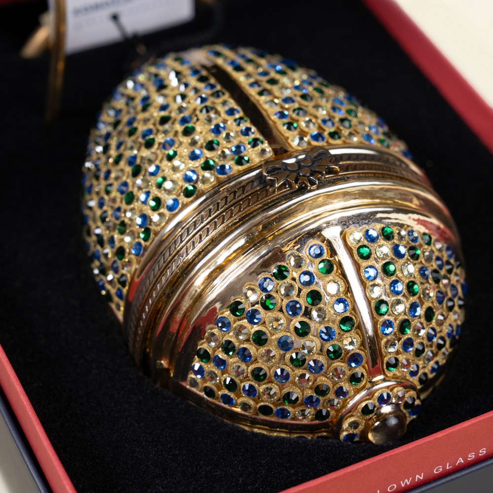 5.2 Peacock Hinged Fabergé Style Egg – Handcrafted Luxury Ornament