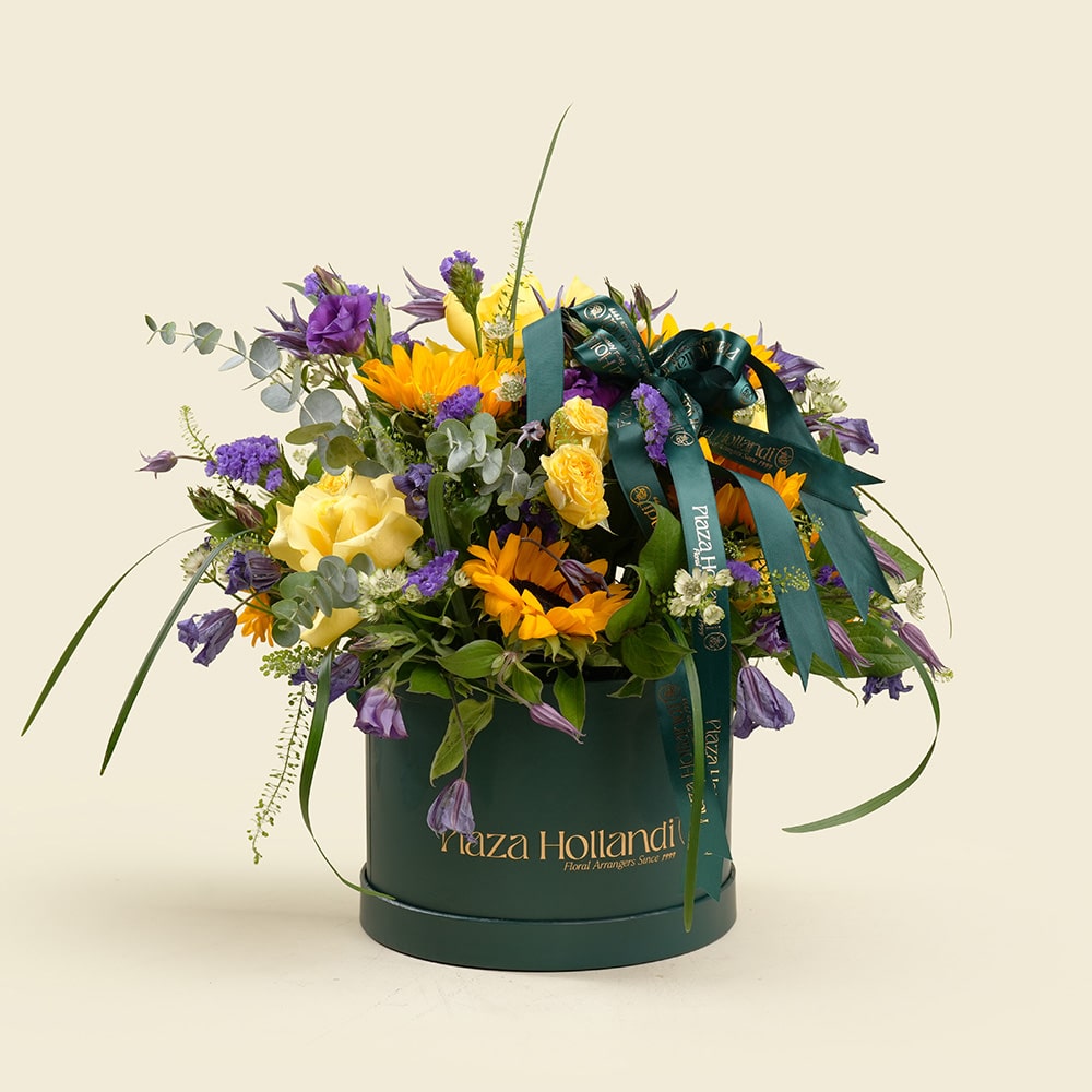 1.2-4.jpg Plaza Hollandi Box Arrangement with Sunflowers