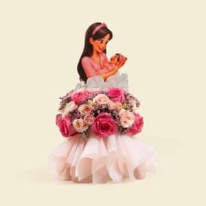Mother & Baby Pink Rose Arrangement – H30cm