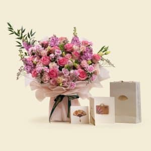 Luxury Pink Flower Bouquet with Spa Voucher – Plaza Hollandi
