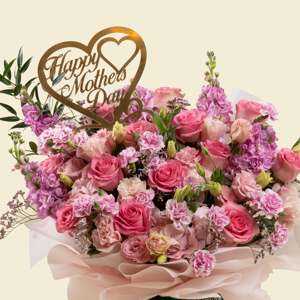 06.1 Mother’s Day Pink Floral Bouquet with Roses & Carnations