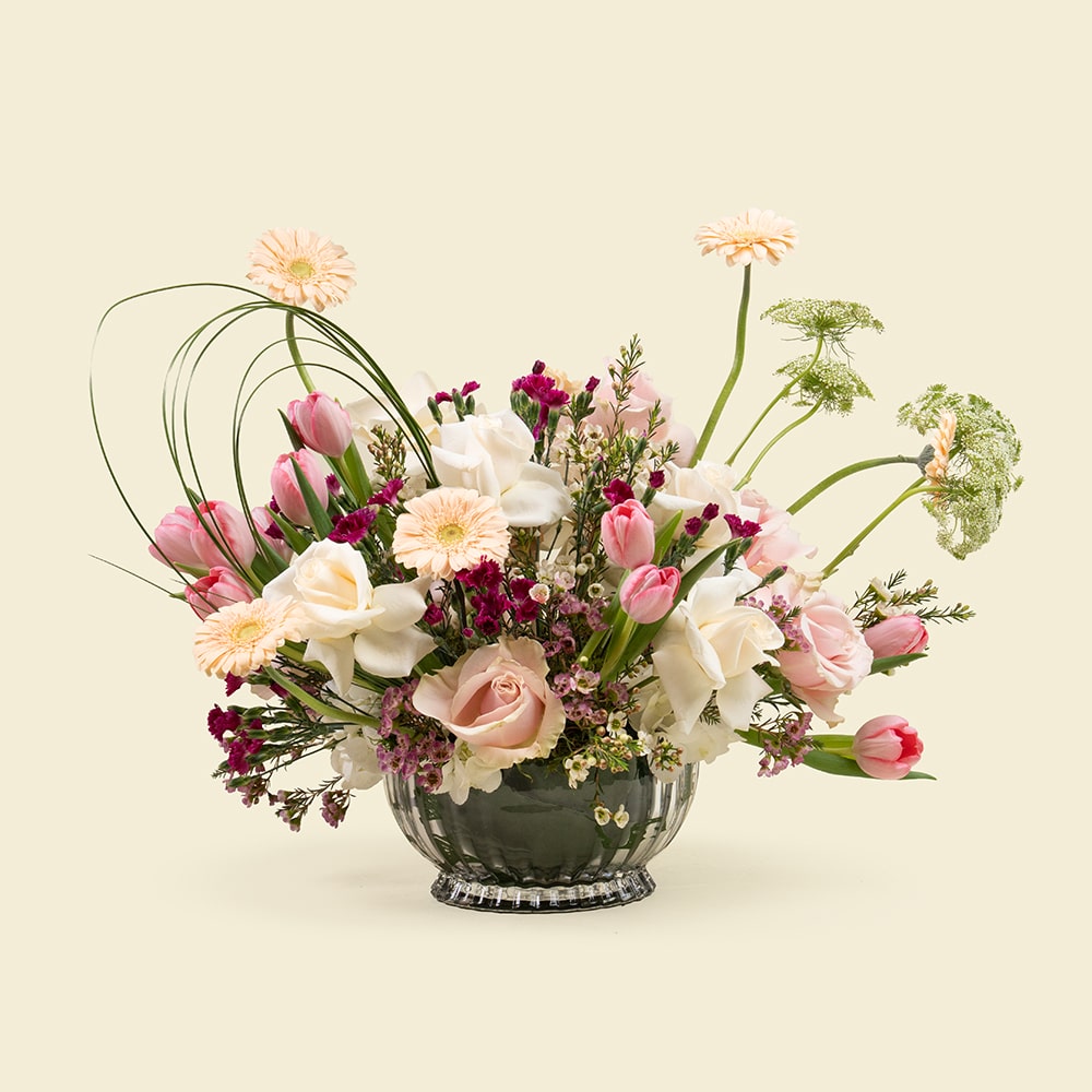 07 Elegant Mixed Floral Arrangement with Tulips & Roses