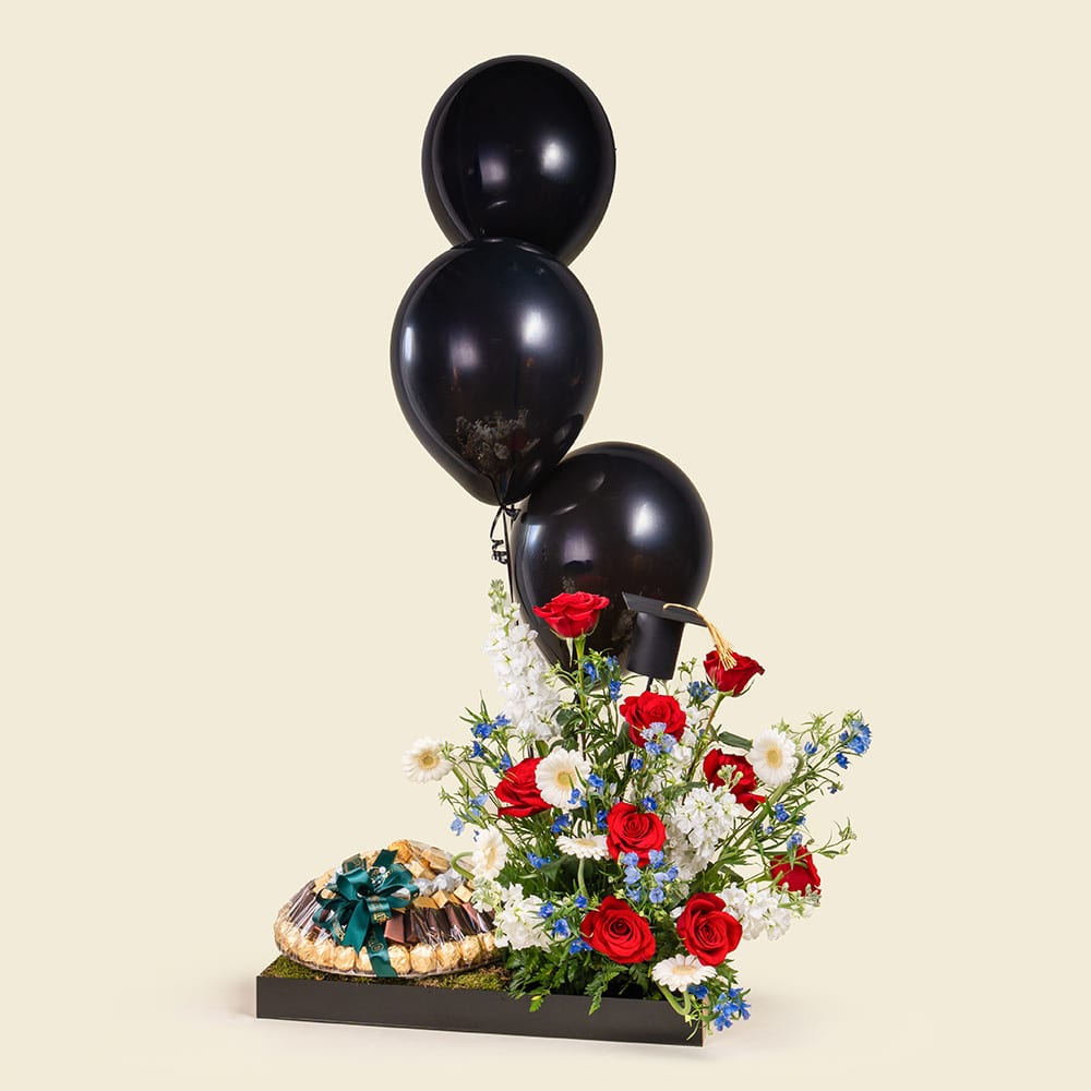 16 Luxury Flower & Chocolate Acrylic Box with Graduation Custom Tag Options