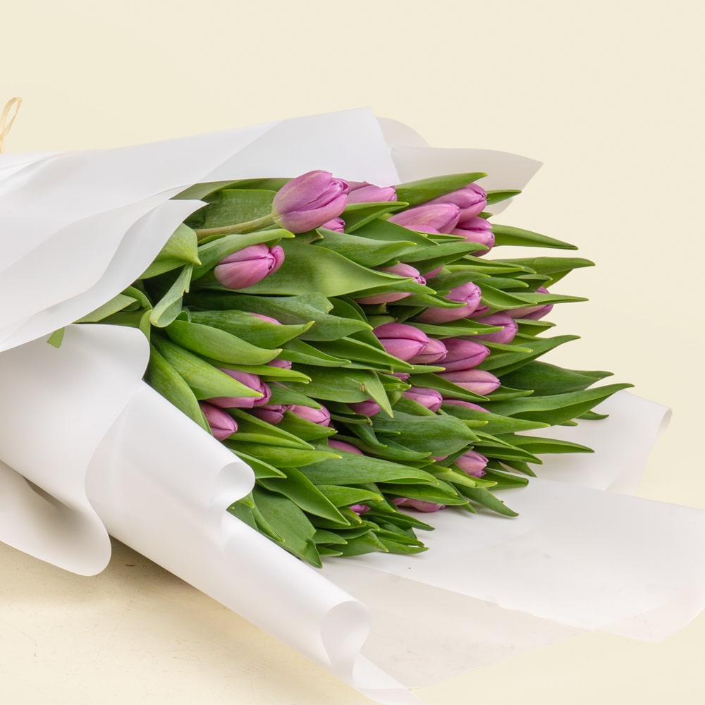 2.2 50 Pink Tulips Hand-Tied Bouquet