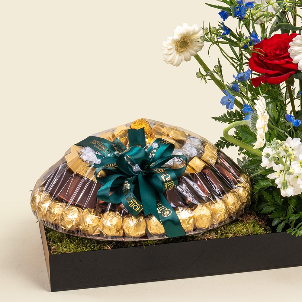 20.3 Luxury Flower & Chocolate Acrylic Box with Graduation Custom Tag Options