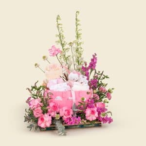 Baby Girl Gift Set with Flowers & Personalized Essentials Doha Qatar