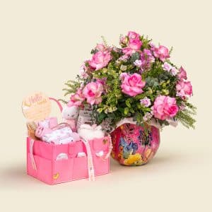 Baby Girl Gift Hamper with Flowers & Personalized Essentials Doha Qatar