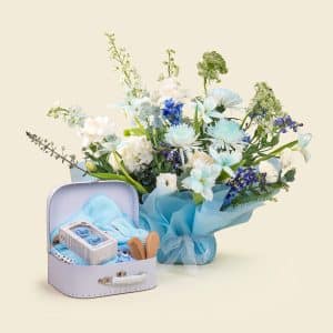 Baby Boy Keepsake Bath Set with Flowers & Personalized Essentials Doha Qatar