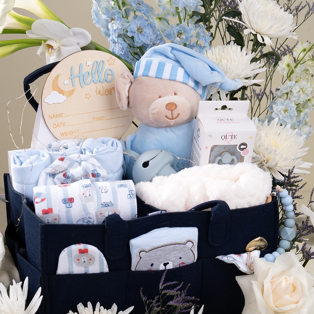 26.2 Luxury Baby Boy Gift Hamper with Calla Lily & Personalized Essentials
