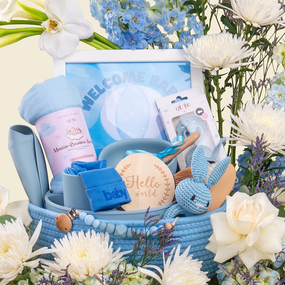 3.2 Luxury Baby Boy Keepsake Basket with Calla Lily