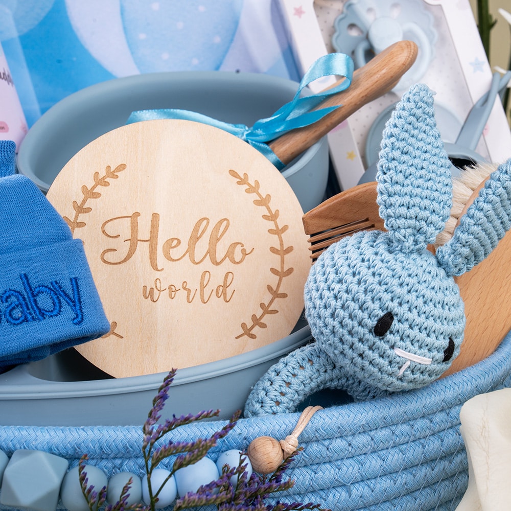 3.3 Luxury Baby Boy Keepsake Basket with Calla Lily
