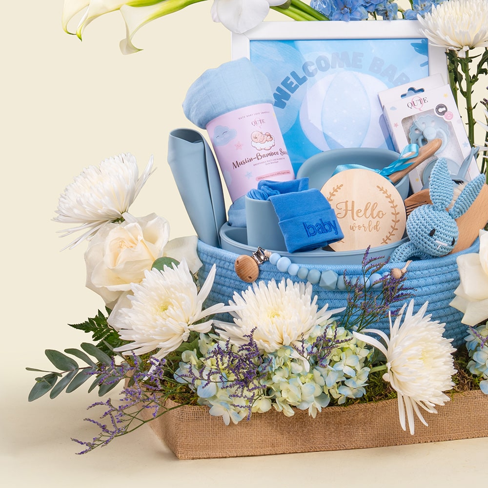 3.5 Luxury Baby Boy Keepsake Basket with Calla Lily