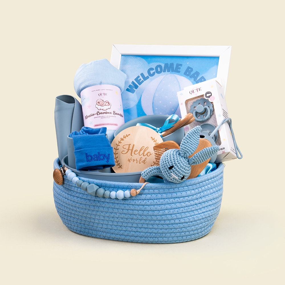 4 Luxury Baby Boy Keepsake Basket with Calla Lily